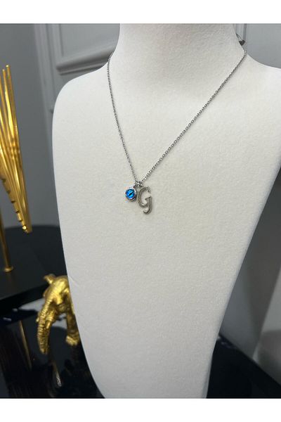 Store قلادة حرف G - مع حرف وسلسلة من خرز عين الشر
