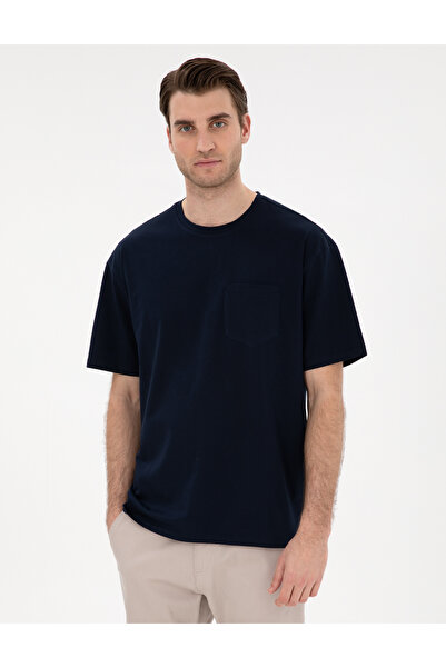 Pierre Cardin Lacivert Comfort Fit %100 Pamuk Bisiklet Yaka Basic Tişört 5030...