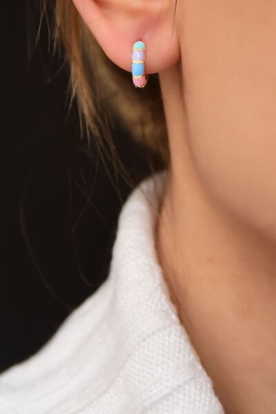 Papatya Silver 925 Ayar Gümüş Gold Kaplama Renkli Mineli Halka Küpe