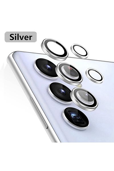 Choice Samsung S22 Ultra Silver Metal Lens Ring Glass Case for Samsung S24 S23 Ultra S22 Plus Camera Lens S