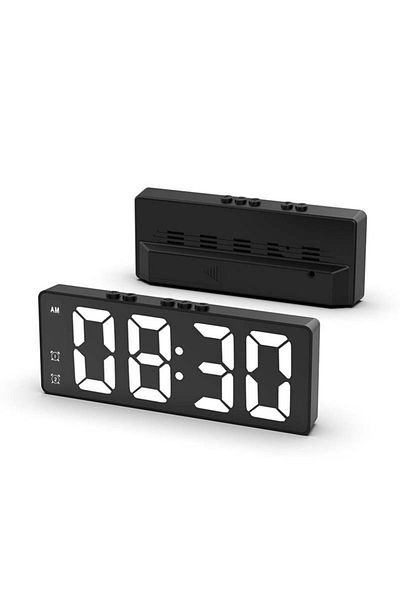 Choice Black LED Alarm Clock Electronic Student Digital Clock Voice Control Dual Snooze 12/24H Dual Alarms