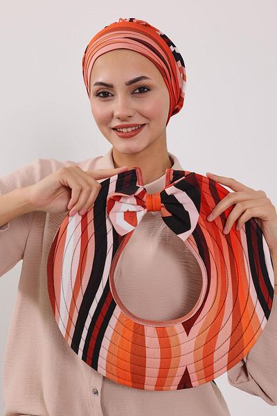Aisha's Design عمامة قبعة بونيه مع قبعة منقوشة على شكل فيونكة قابلة للإزالة، S-4YD