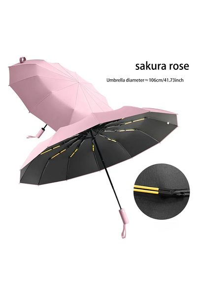 Choice Pink 12k Metal-fiber Composite Reinforced 24-bone Umbrella, Durable Wind-resistant Umbrella, Anti-u