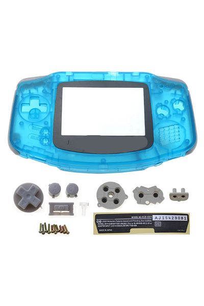 JCD Clear Light Blue JCD Plastic Housing Shell Case Cover For GBA Console Shell W/ Button Kit Screen Len