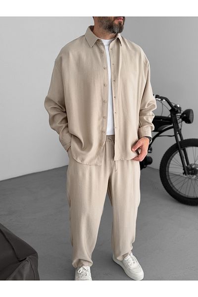 BYBASICMAN Beige Gabardine Fabric Basic Shirt Jj-172/246