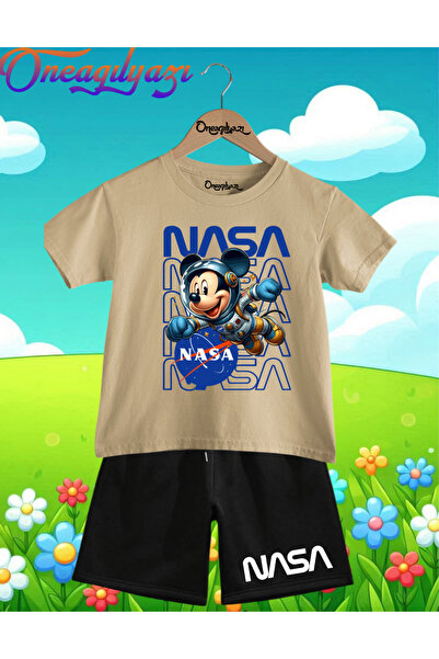 oneagılyazı NASA MIKEJ B Štampano O Oversize kroj Dječje šortseve T T-shirt Set