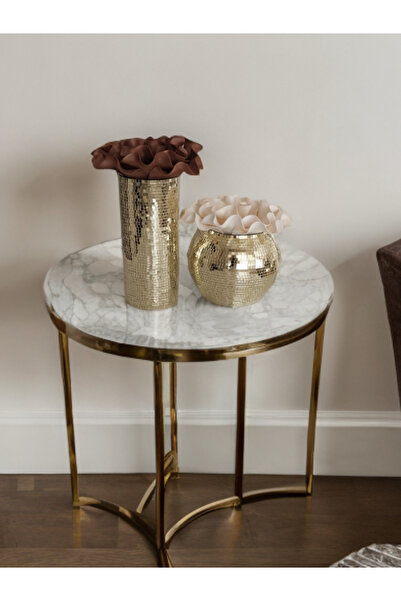 IŞILTI HOME DESIGN Mirror Glass Vase Light Gold Set of 2