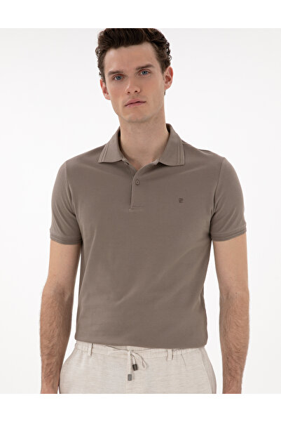 Pierre Cardin Μπλουζάκι με λαιμόκοψη πόλο από 100% βαμβάκι Dark Mink εφαρμοστό 50306448-VR241