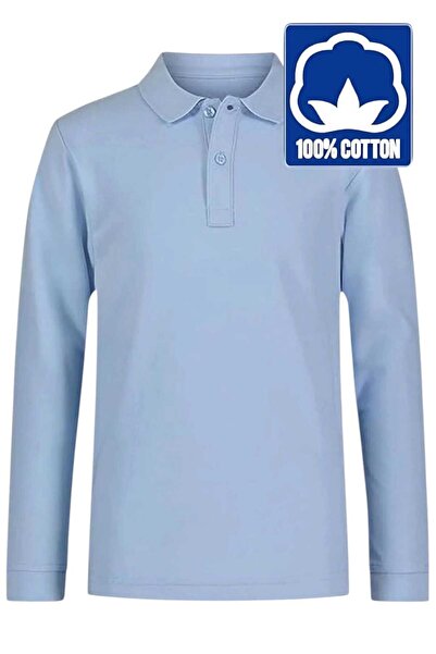 Uniquerrs Fiú póló nyakú póló - hosszú ujjú, 100% pamut, alkalmi és iskolai egyenruha