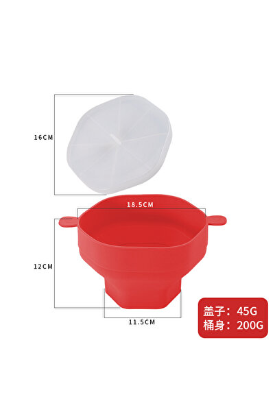 Choice وعاء فشار سيليكون أحمر قابل للطي لصنع الفشار في الميكروويف مع غطاء وسعة كبيرة قابلة للطي