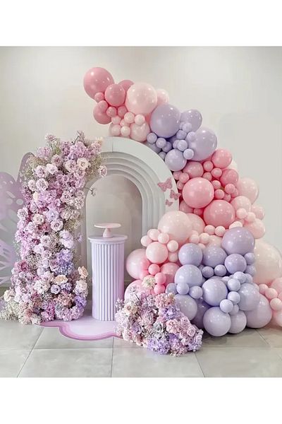 Çemrek Süs Parti Pink Lilac Balloon Chain Set of 100