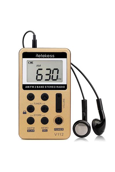 Choice Gold Retekess V112 Radio Mini Pocket Radio Receiver Portable Radios AM FM Rechargeble Sleep Time Ear