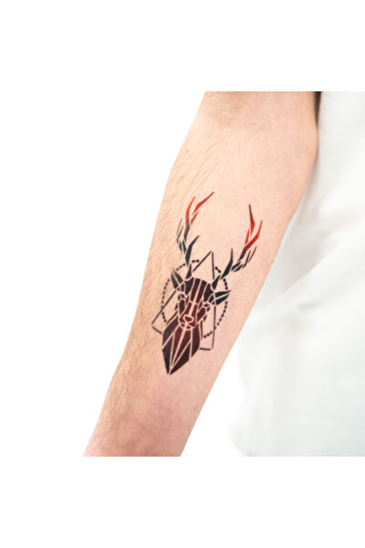ONE SPRAY TATTOO Geometrik Geyik Dövme Şablonu (SPREYSİZ)