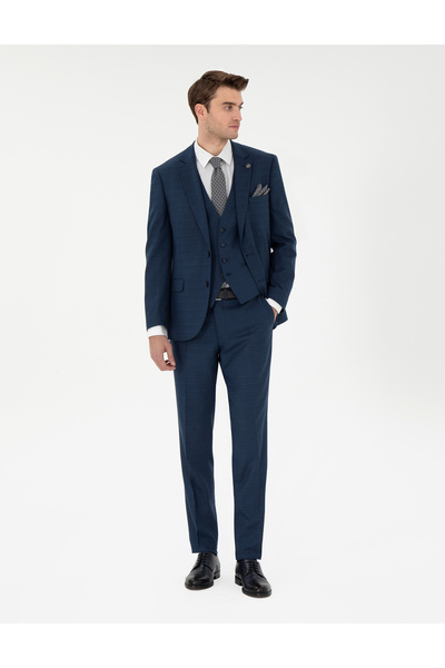 Pierre Cardin Lacivert Ex. Slim Fit Yelekli Takım Elbise 50303602-VR033