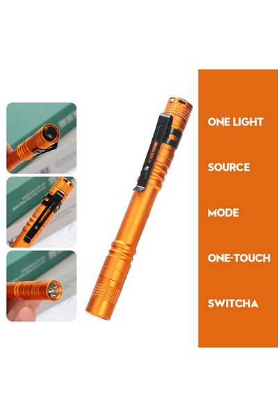 Choice Orange Mini Portable Led Pen Light Pocket Ultra Bright High Lumens Handheld Flashlight Linterna Torc