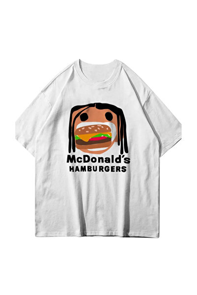 weywot تيشيرت أبيض للجنسين من ماك همبرغر ترافيس سكوت