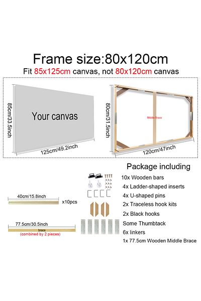 Choice 80x120cm 30x40 40x50 60x90cm Canvas Frame Wooden Frames Wooden Photo Oil Painting Canvas Diamond Pai