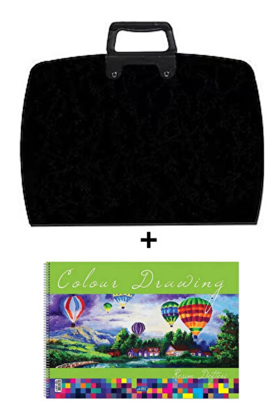 Glanart 25x35 cm resim çantası + 25x35 resim defteri (askılı - fermuarlı) siyah