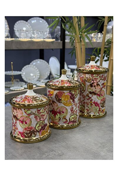 ACAR Dream Seri Lüx Hndl Porselen 3 Lü Kavanoz