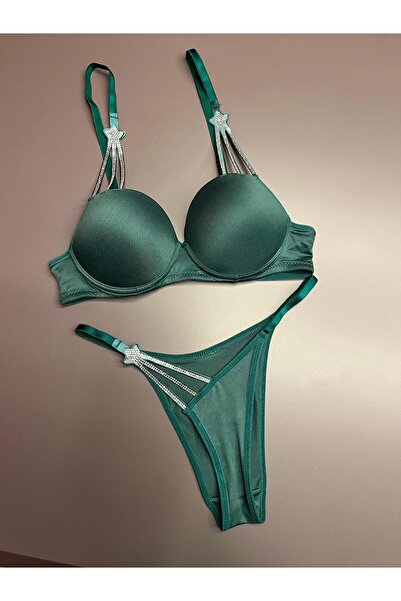 Top Step Zümrüt Yeşili Yıldızlı Destekli Victoria Südyen Takımı