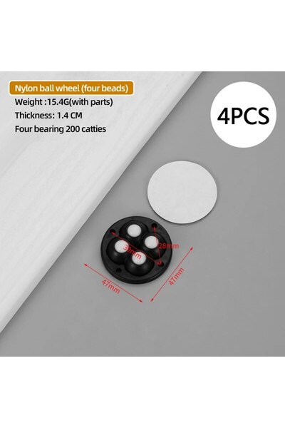 Choice Nylon 4pcs 4PCS Non Punching Adhesive Furniture Ball Universal Pulley ...