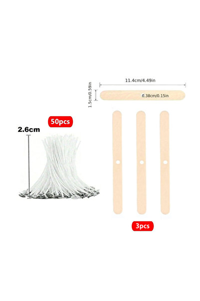 Choice حامل فتائل الشموع 2.5 سم 53 قطعة من فتائل الشموع القطنية المشمعة مع حا...