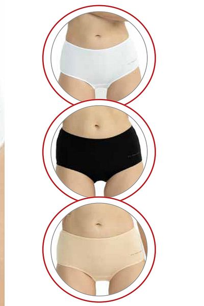 U.S. Polo Assn. U.S. Polo Assn. 67008 Women's High Waist Cotton 3-Piece Panties-Black&White&Skin