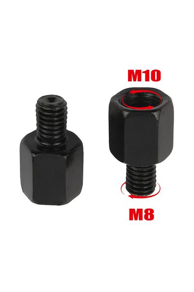 PowerMotor M10 Motorcycle Mirror Conversion Screw M8 M10 Pair Black 10MM 8MM Rearview Mirrors Conversion Bolt C