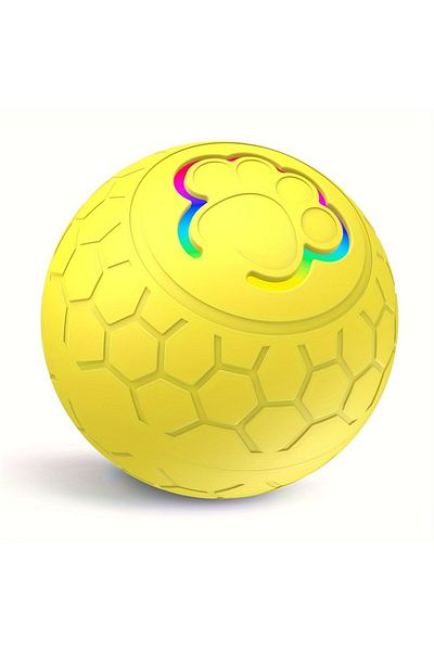 Choice Yellow Smart Rechargeable LED Pet Ball – Automatic Bouncing & Rolling Interactive Toy with RGB Light