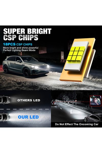 Choice طقم مصابيح أمامية LED H7 6500K White XSTORM H7 لمبة صغيرة 100 وات 25000 لومن 6000 كلفن CSP لمصباح أمامي للسيارة 12 فولت أبيض