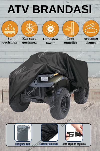 Breen Siyah Atv Brandası, L Beden, Koruma Örtüsü, Dayanıklı, Su Geçirmez, Güneşten Korur