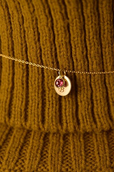 Papatya Silver 925 Ayar Gümüş Altın Kaplama Doğum Taşlı Plaka Harf Kolye