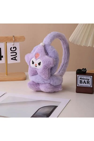 BABUN Starry Stretchy Winter Kuromi Plush Earmuff Sanrio Kuromi Furry Earmuff Ear Warmer