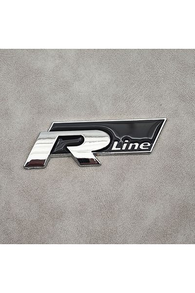 Choice ملصق أسود كروم ثلاثي الأبعاد معدني بشعار Rline شعار R Line شعار شبكة السيارة الأمامية ملصق صندوق السيارة الخلفي