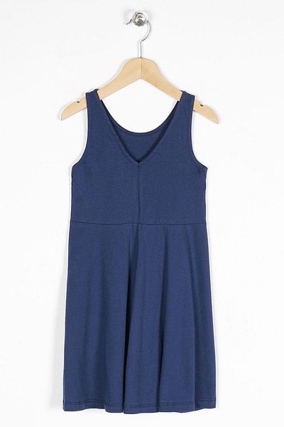 zepkids Round Neck Zero Sleeve Tedy Printed - Navy Blue Color Girl's Dress
