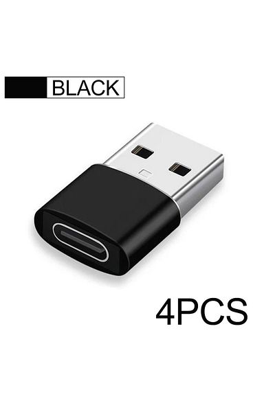 Choice 4 قطع سوداء 4 قطع محول USB إلى Type C OTG USB USB-C ذكر إلى Micro USB Type-c أنثى محول لـ M