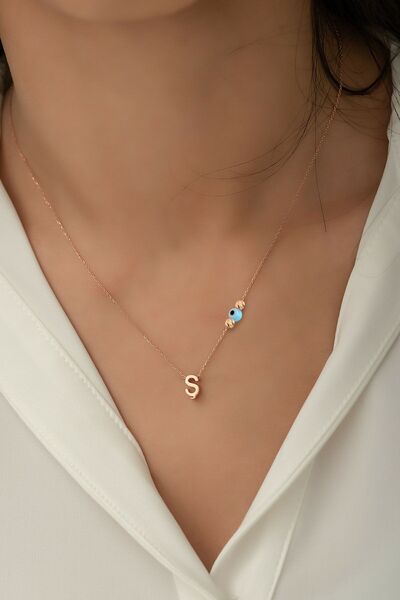 Papatya Silver 925 Ayar Gümüş Nazar Gözlü Dorika Toplu Ş Harf Kolye