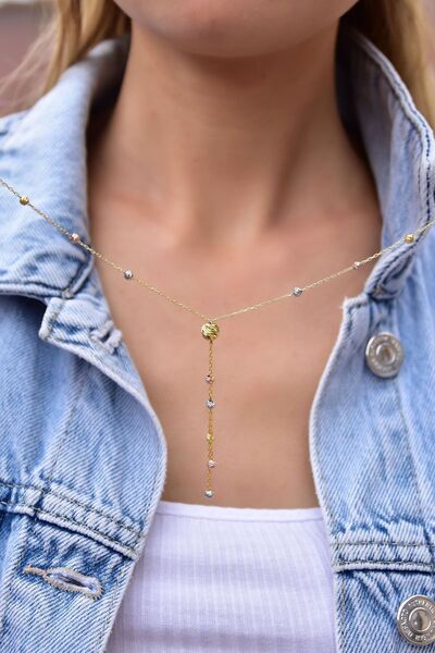 Papatya Silver 925 Ayar Gümüş Sim Dorika Sallantılı Zincirli Kolye Uvps101937