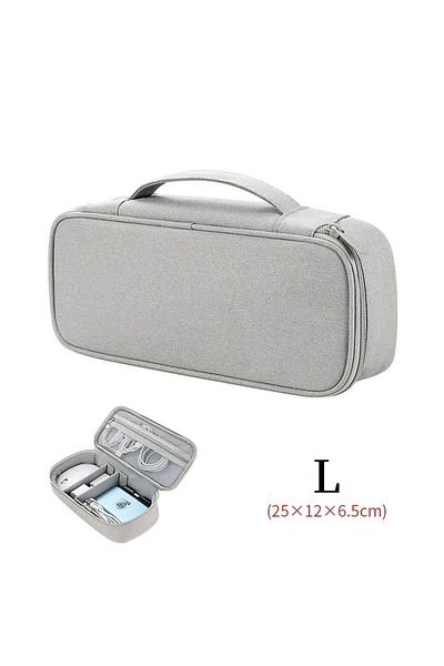 Choice Grey L Large Size Travel Cable Organizer Bag Storage Pouch Carry Case Portable Waterproof Storage Ba