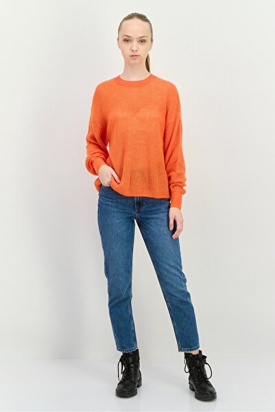 Esprit Women Crew Neck Knitted Sweater, Orange