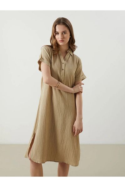 LC Waikiki Γυναικείο φόρεμα με γιακά με υφή Oversize