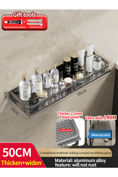 Choice رف حمام رمادي أوسع 50 سم رف حمام مساحة المرحاض رف معلق من الألومنيوم م...