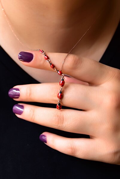 Papatya Silver 925 Ayar Gümüş Rose Kaplama Akışlı Uğur Böceği Kadın Kolye