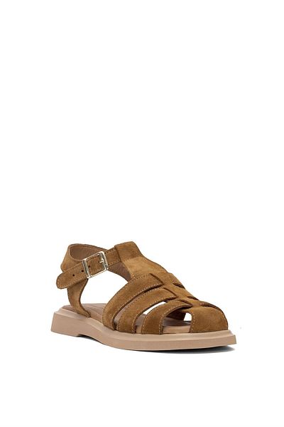 Ayakkabı Fuarı Women's Genuine Suede Leather Flat Sandals Elite Brk600S