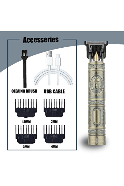 Choice 060-BronzeBuddha ماكينة قص الشعر الأكثر مبيعًا للرجال ماكينة تشذيب اللحية الكهربائية T9 لقص الشعر