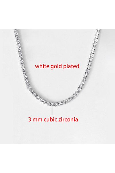 Choice chain lenght 33cm silver color 3mm Simple Iced Out Tennis CZ Choker Necklace for Women Men Crystal S