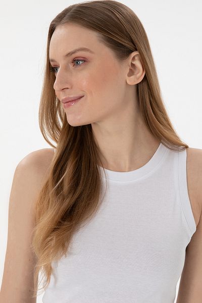 U.S. Polo Assn. Tricou de bază alb fără mâneci pentru femei 50300904 -vr013