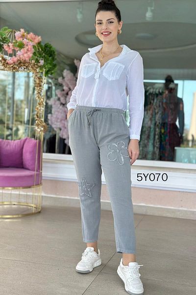 İnce Topuk Starry Linen Trousers 5Y070
