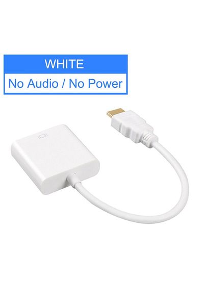 Choice white HD 1080P HDMI To VGA Cable Converter With Audio Power Supply HDMI Male To VGA Female Converter