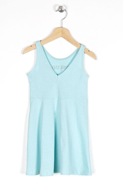 zepkids Light Blue Dream Printed Round Neck Girl's Dress